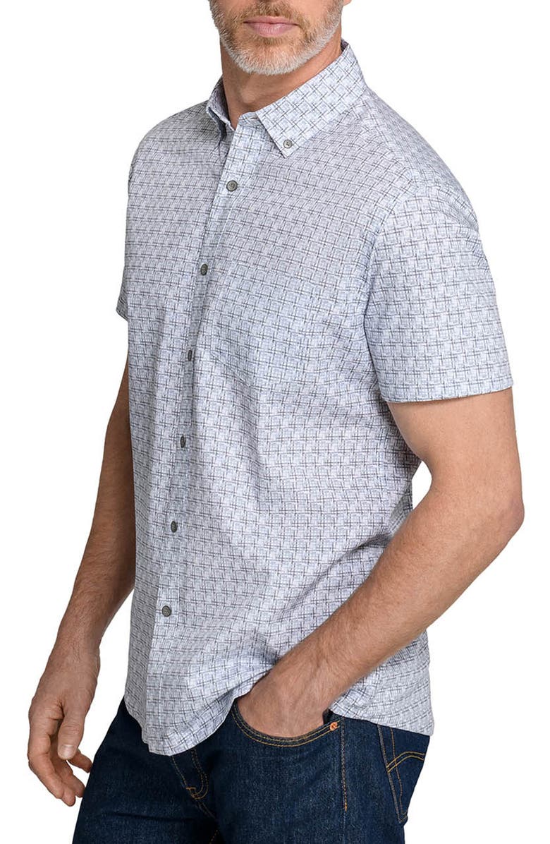 W.R.K Faded Square Reworked Short Sleeve Button-Up Shirt, Alternate, color, Charcoal