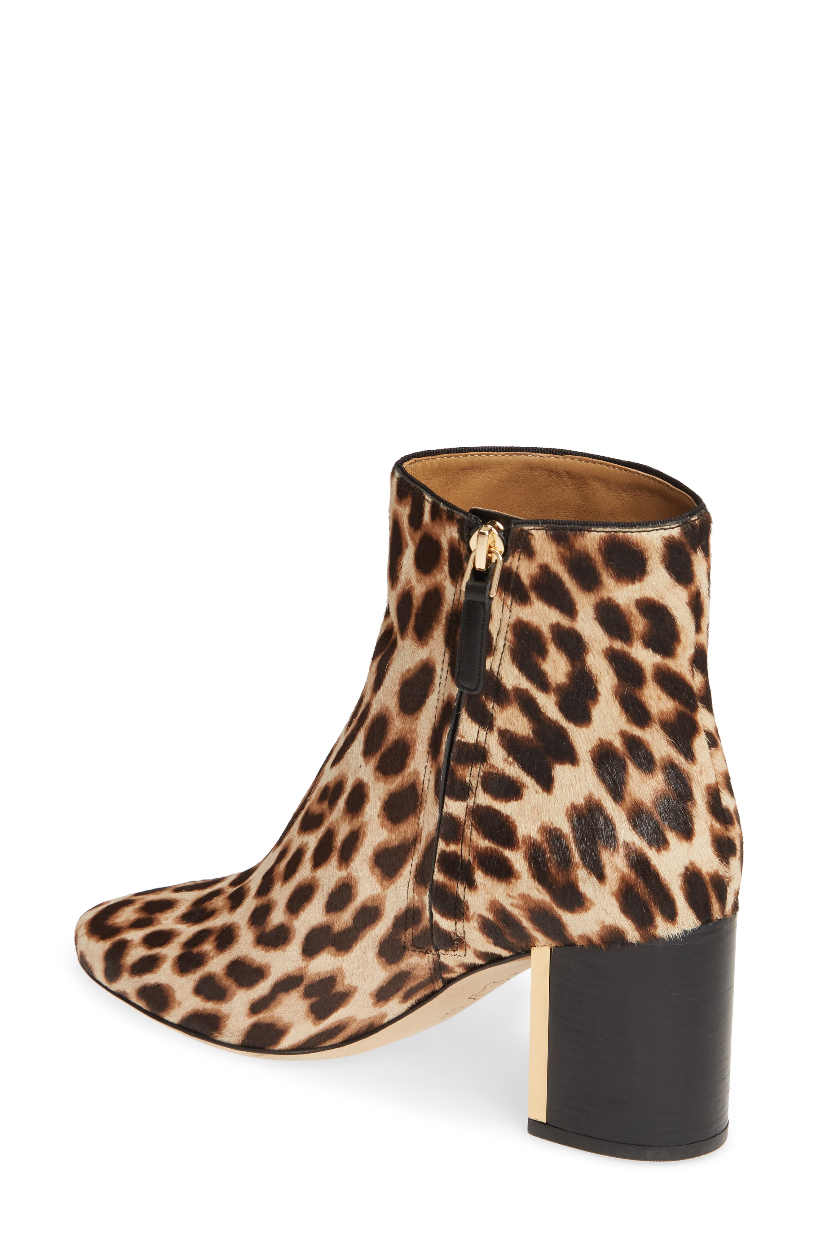 Gigi Logo Heel Genuine Calf Hair Bootie, Alternate, color, LEOPARD BROWN