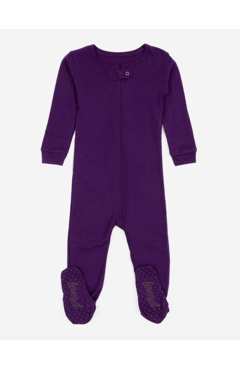 Leveret Footed Solid Cotton Matching Family Pajamas, Main, color, Dark Purple