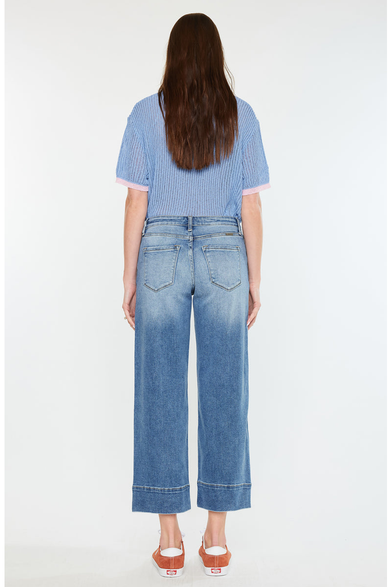 Kells High Rise Crop Wide Leg Jeans, Alternate, color, Medium Wash