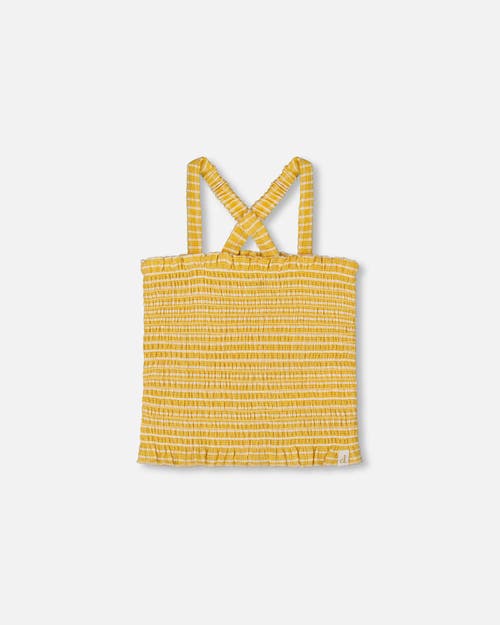 Deux Par Deux Little Girl's Smocked Tank Top Pale Yellow And White In Pale Yellow And White