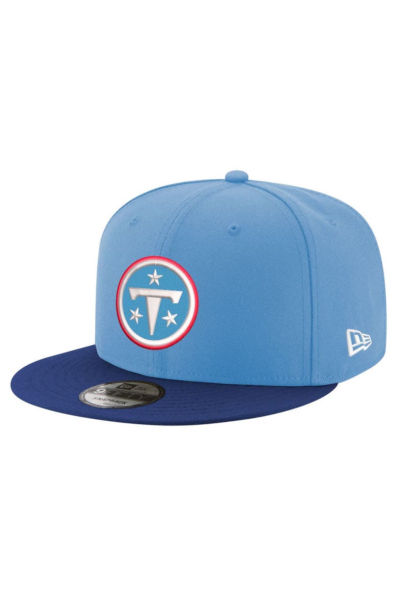 Men's New Era  Light Blue/Navy Tennessee Titans Primary Logo 9FIFTY Snapback Hat, Main, color, Light Blue