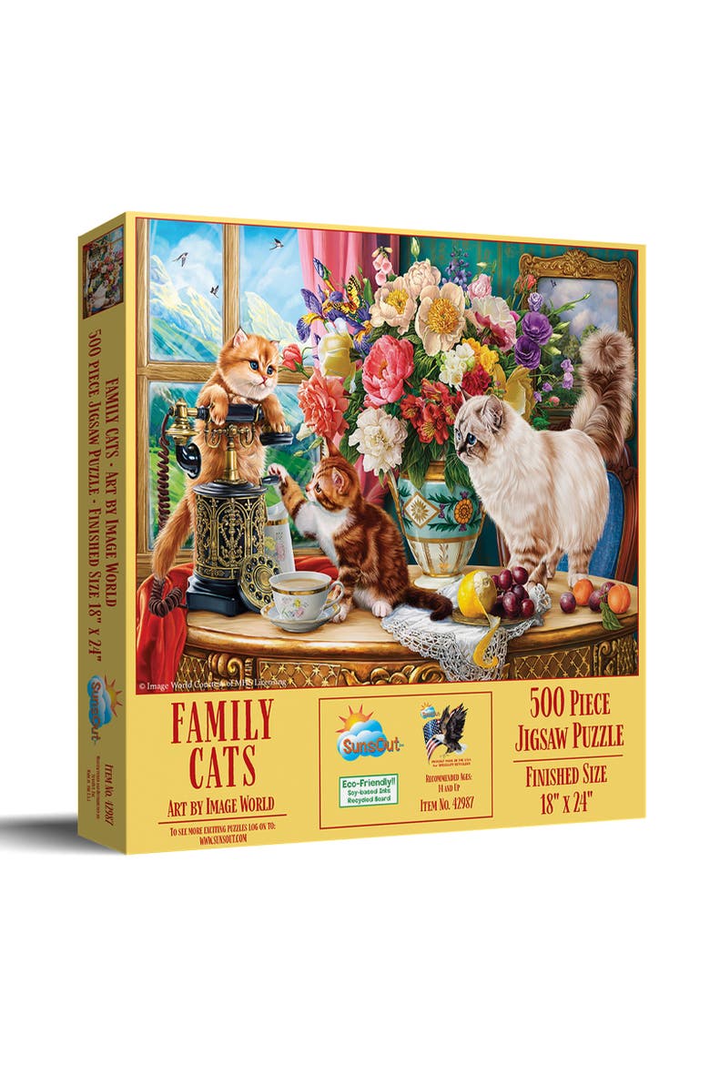 Family Cats 500 piece Jigsaw Puzzle for Adults, Main, color, Multicolor