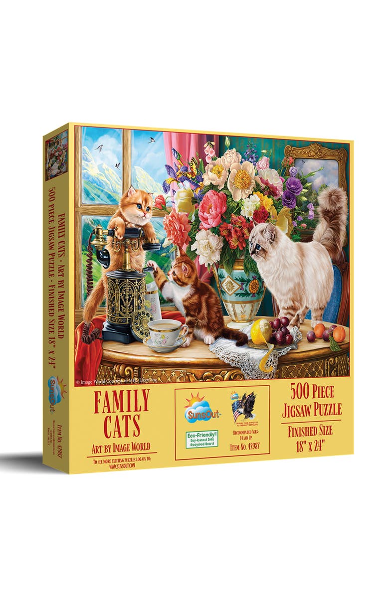 Sunsout Family Cats 500 piece Jigsaw Puzzle for Adults, Main, color, Multicolor