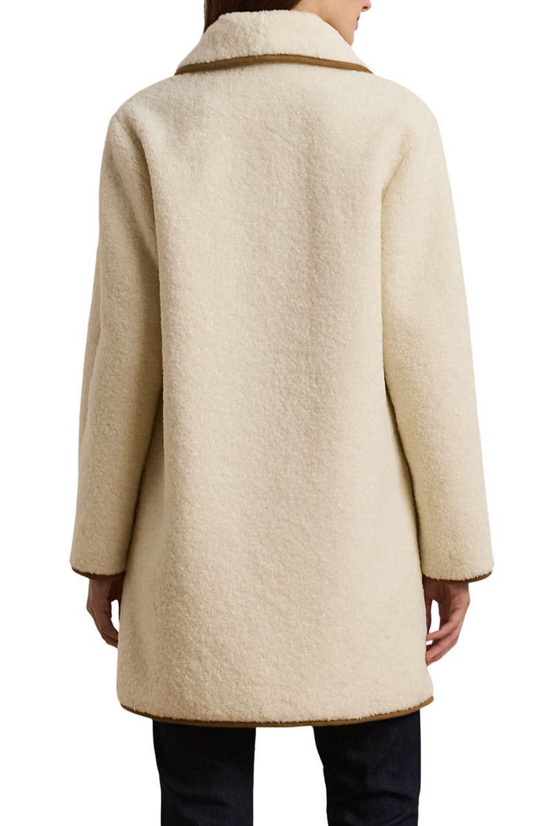 Lauren Ralph Lauren Shawl Collar Faux Shearling Coat, Alternate, color, Cream