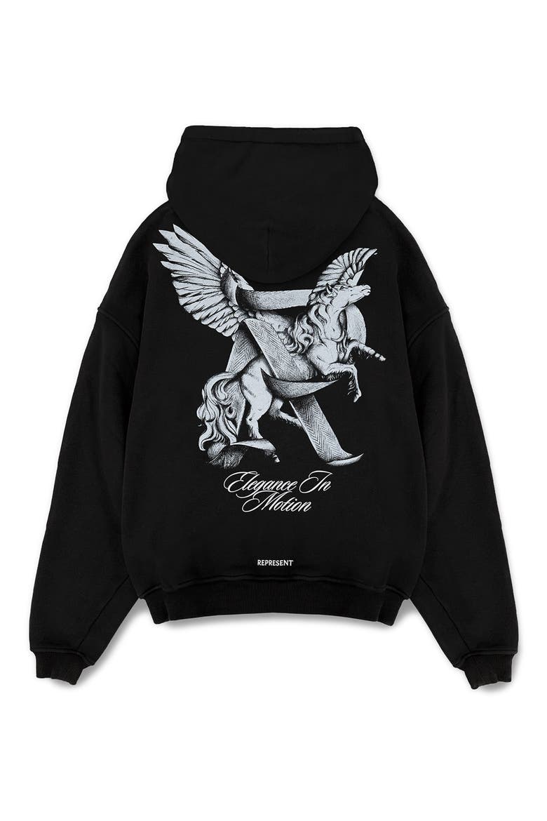 Elegance in Motion Cotton Graphic Hoodie, Alternate, color, JET BLACK