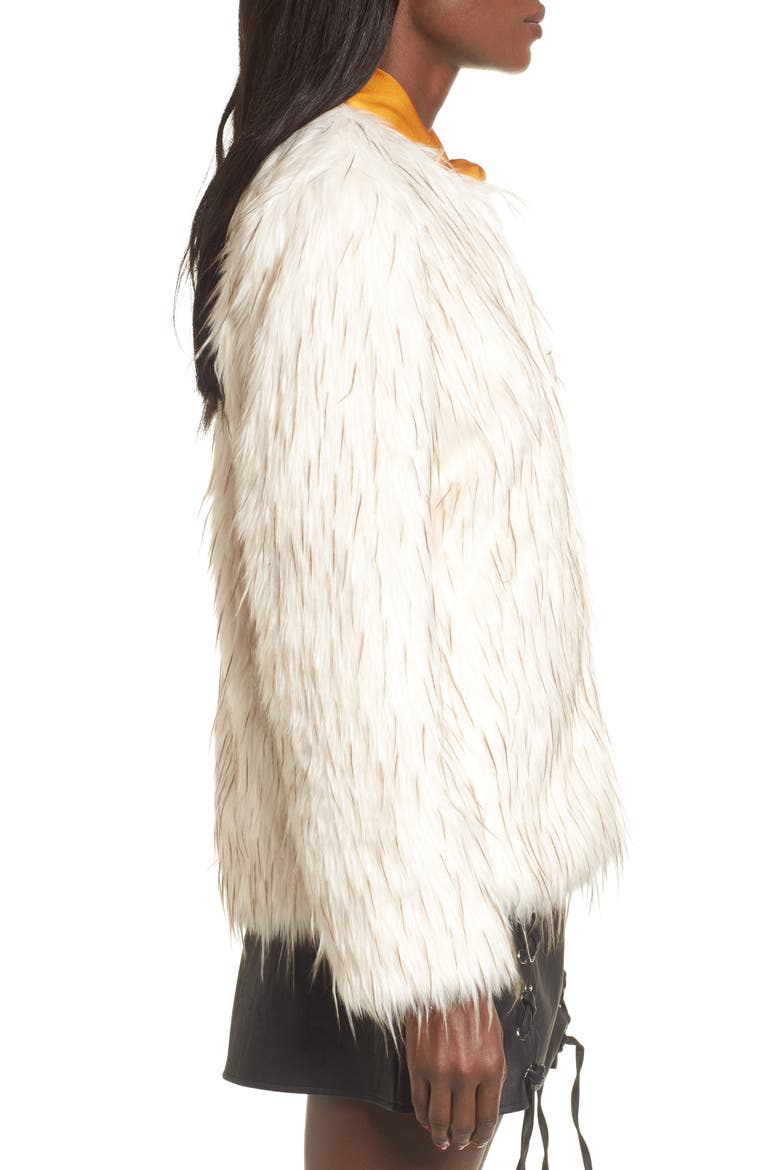 Aurora Faux Fur Jacket, Alternate, color, IVORY