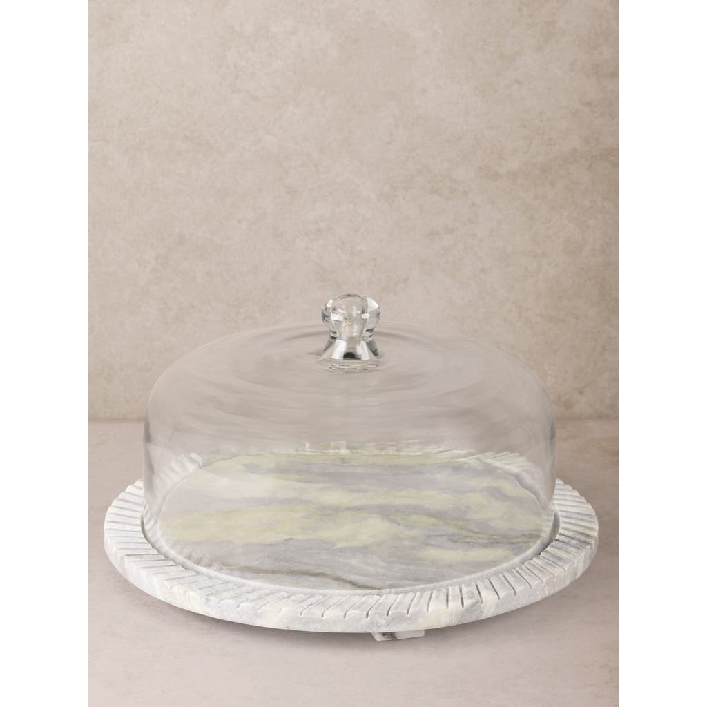Gauri Kohli Blinq Green Onyx Serving Board With Cloche In Green