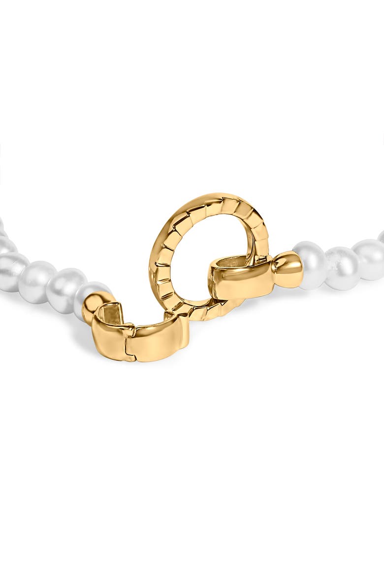 18K Yellow Gold Vermeil Pearl Infinity Lock Tennis Bracelet, Alternate, color, Yellow Gold over Silver