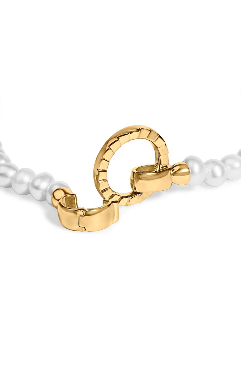 Haus of Brilliance 18K Yellow Gold Vermeil Pearl Infinity Lock Tennis Bracelet, Alternate, color, Yellow Gold Over Silver
