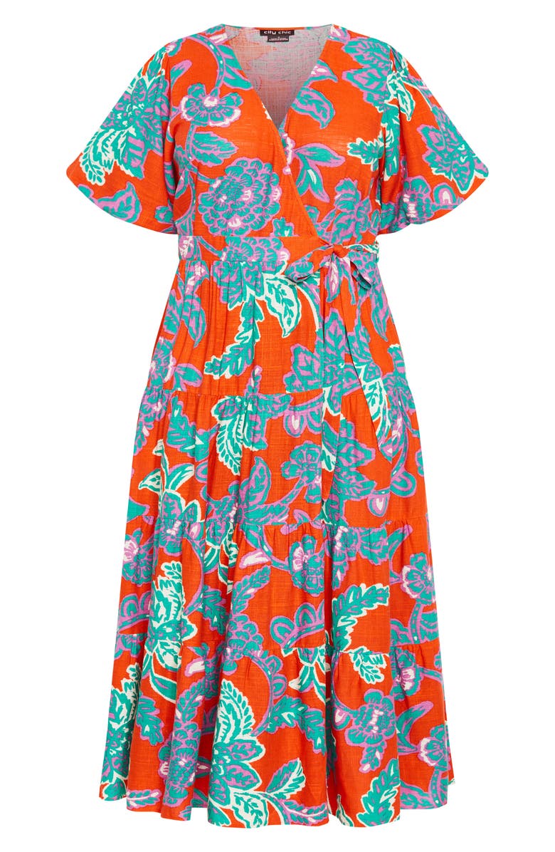 City Chic Jezebel Tiered Maxi Wrap Dress, Alternate, color, 