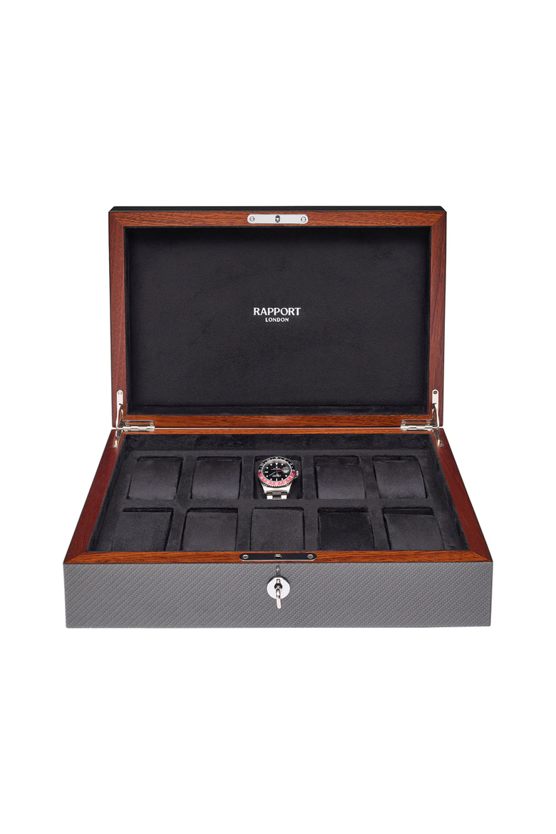 Carbon Fibre Ten Watch Box, Main, color, Grey