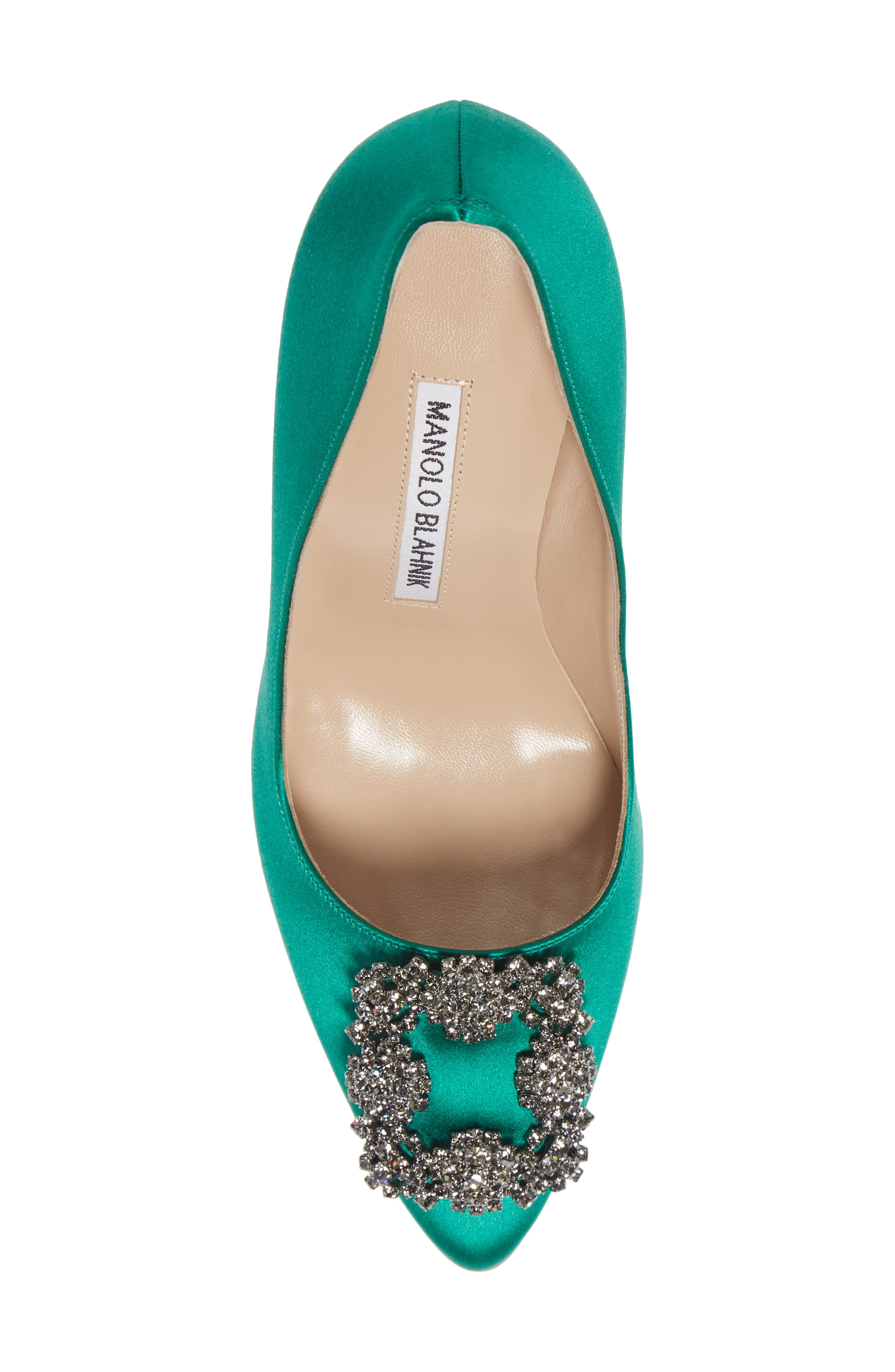 Manolo Blahnik Hangisi Crystal Buckle Pump, Alternate, color, 