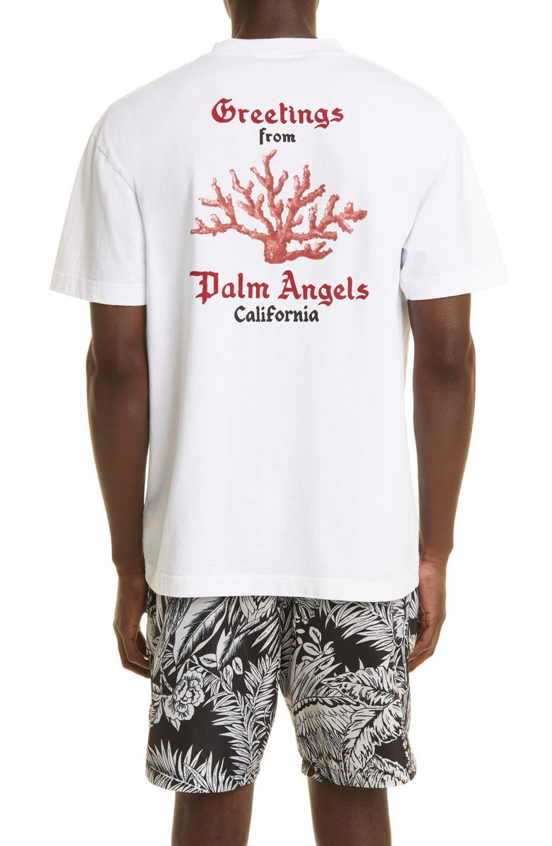 Palm Angels Coral Cotton Logo Graphic Tee, Alternate, color, 