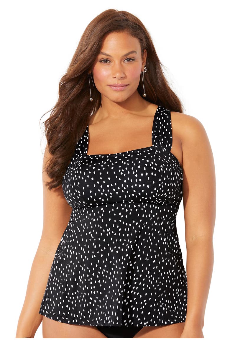 Tie Back Tankini Top, Main, color, White Speckle