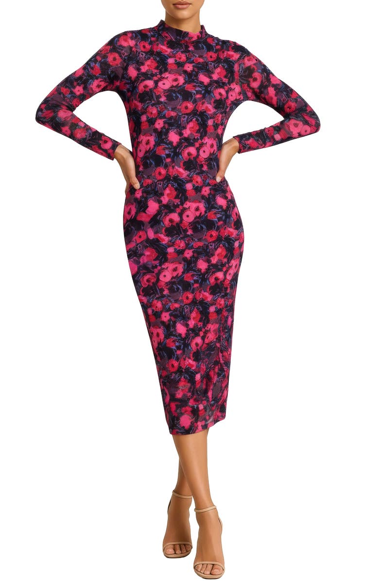 AREA STARS Phi Midi Mock Neck Jersey Dress, Main, color, 