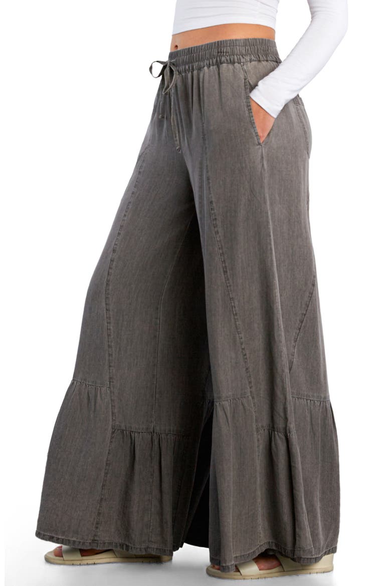 Drawstring Waist Tiered Pants, Alternate, color, GREY