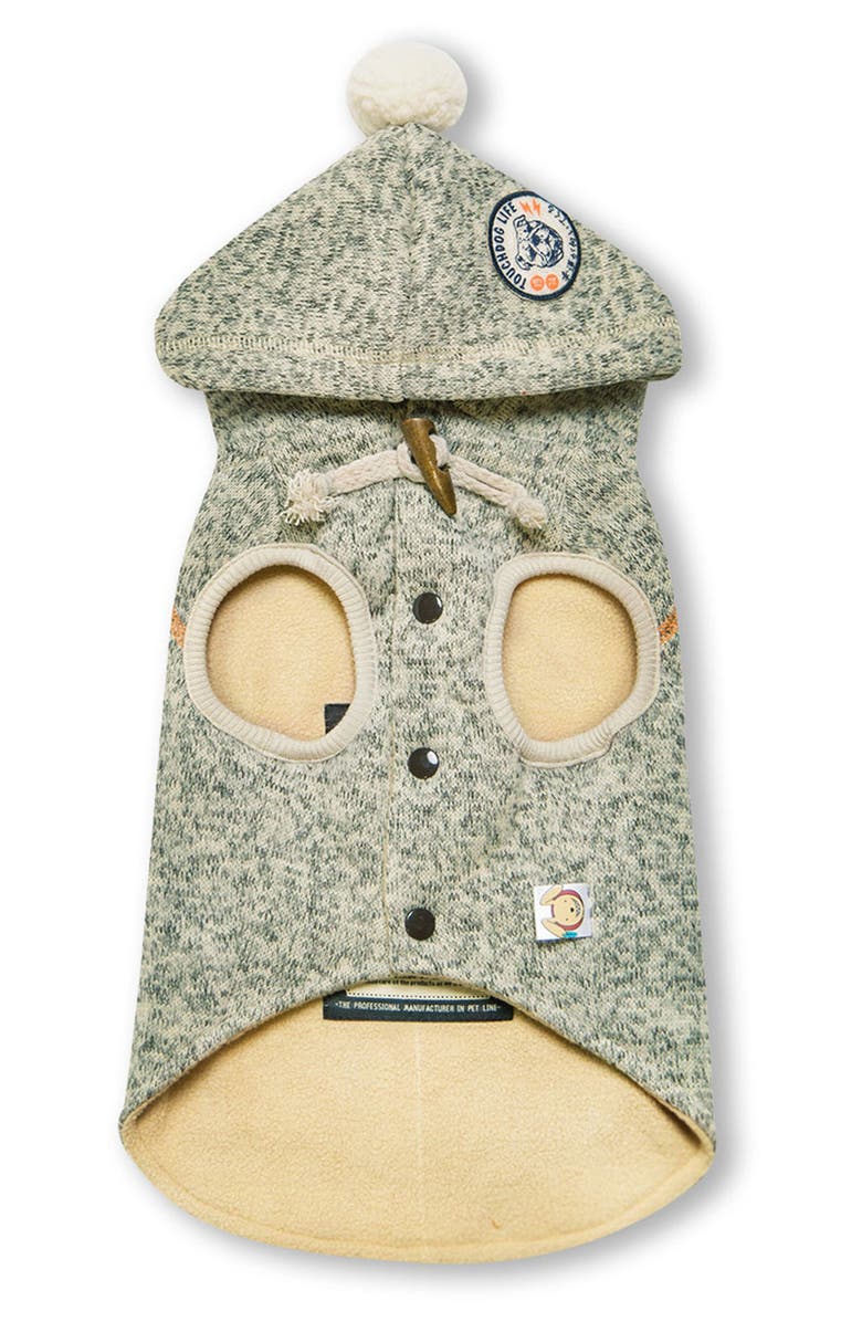 PET LIFE Touchdog Hippie Sleeveless Hoodie, Alternate, color, Olive Green