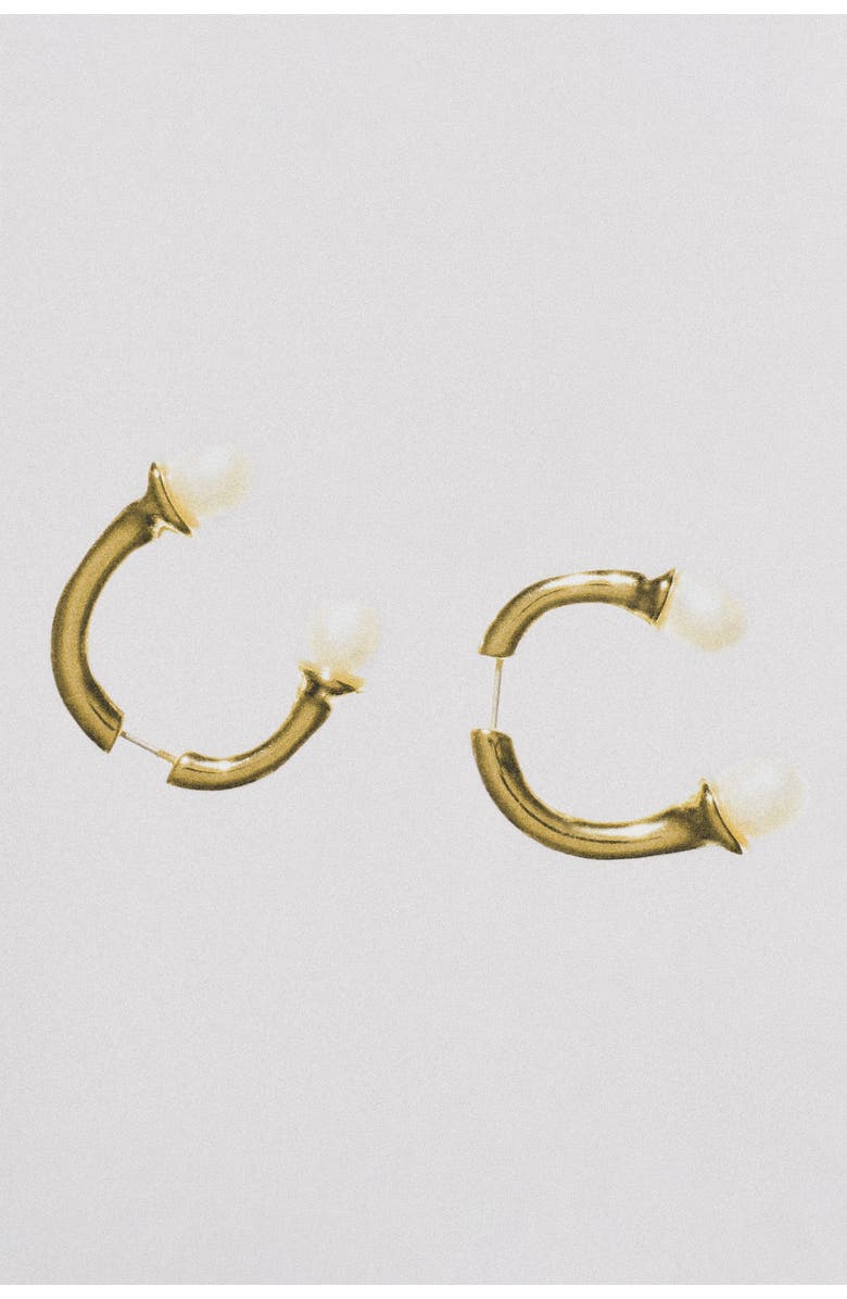 COS Arched Freshwater Pearl Earrings, Alternate, color, Gold