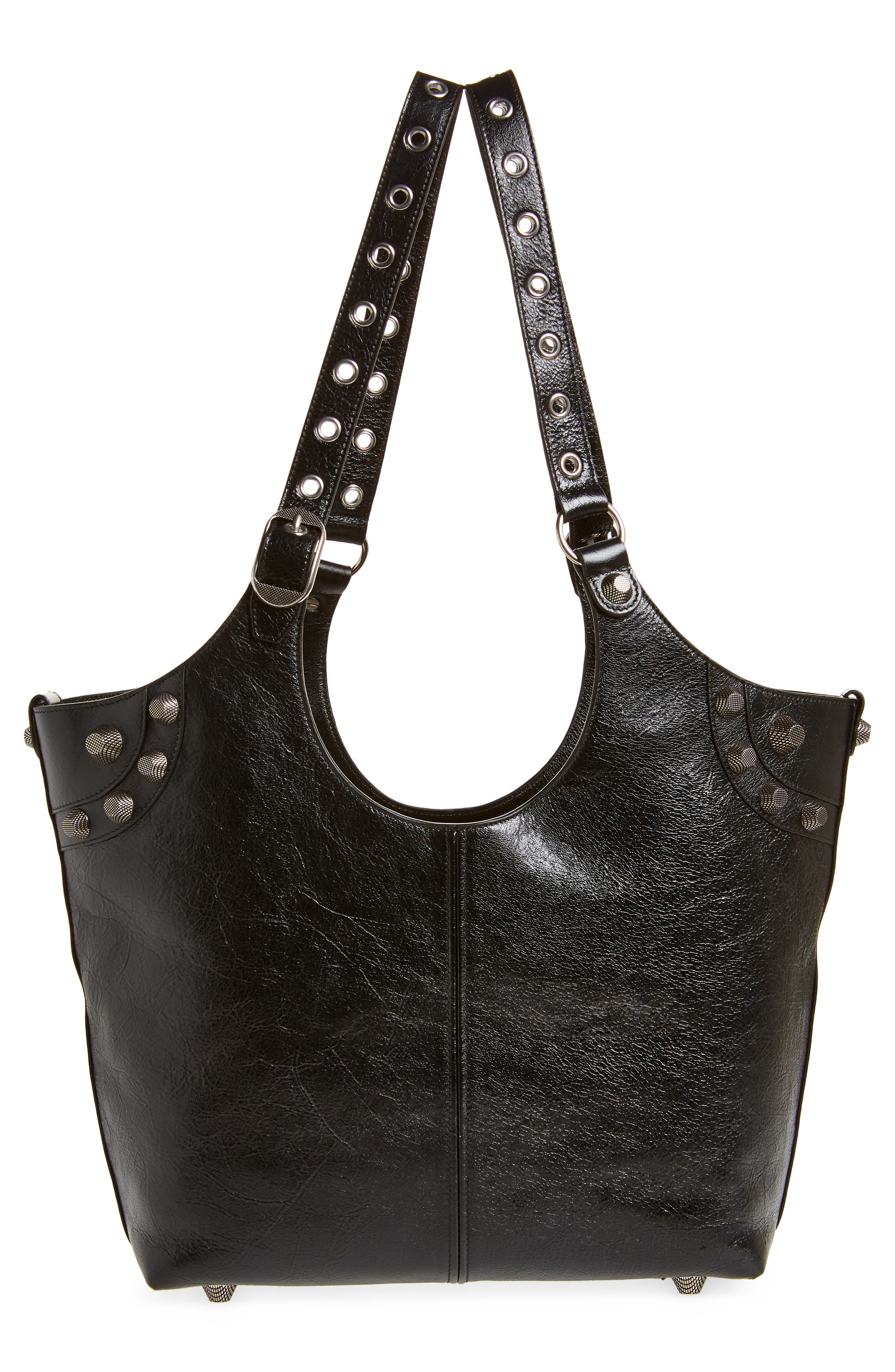 Balenciaga Medium Le Cagole Leather Tote, Alternate, color, Black