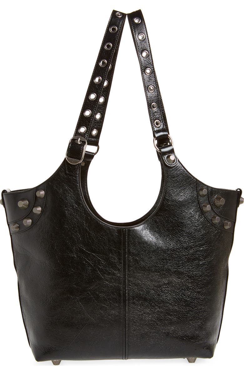 Balenciaga Medium Le Cagole Leather Tote, Alternate, color, Black