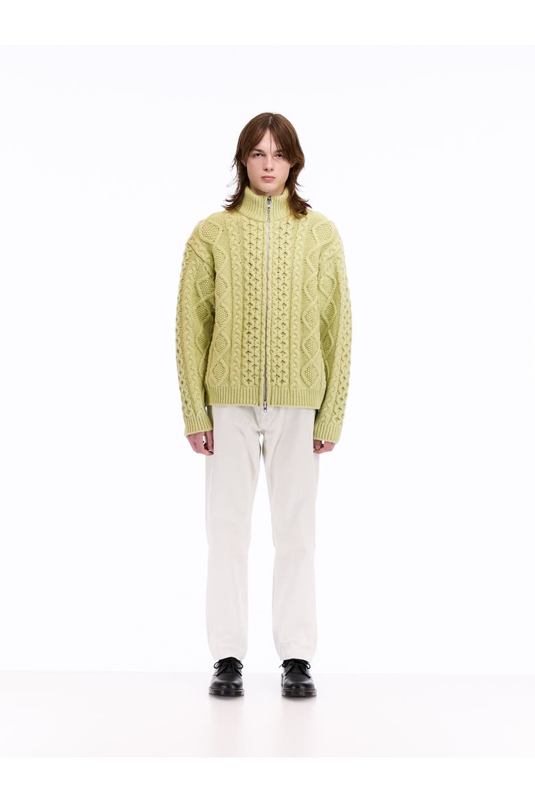 Cable Knit Zip Up, Alternate, color, Faded Lime