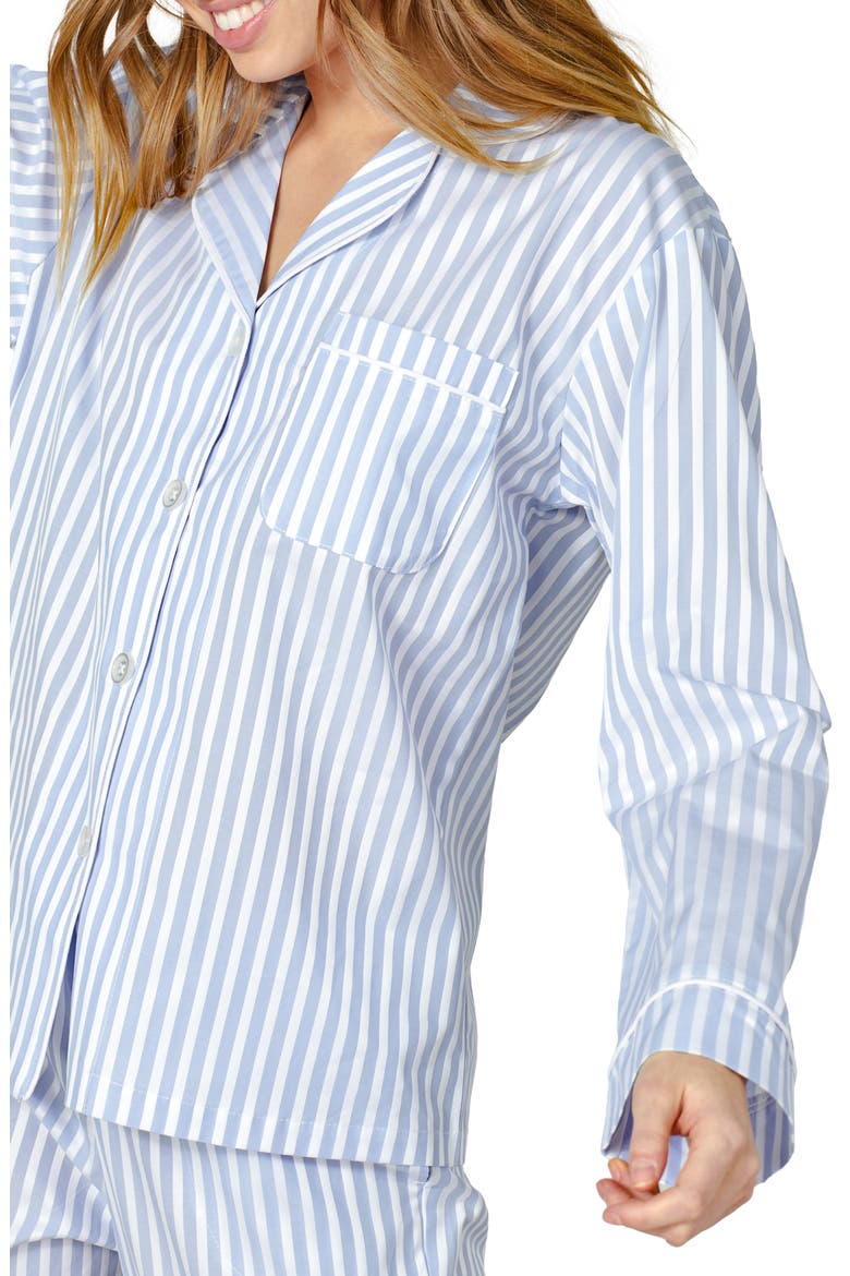 3D Stripe Organic Cotton Sateen Pajamas, Alternate, color, BLUE