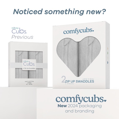 Comfy Cubs Easy Zipper Swaddle Blankets In Gray