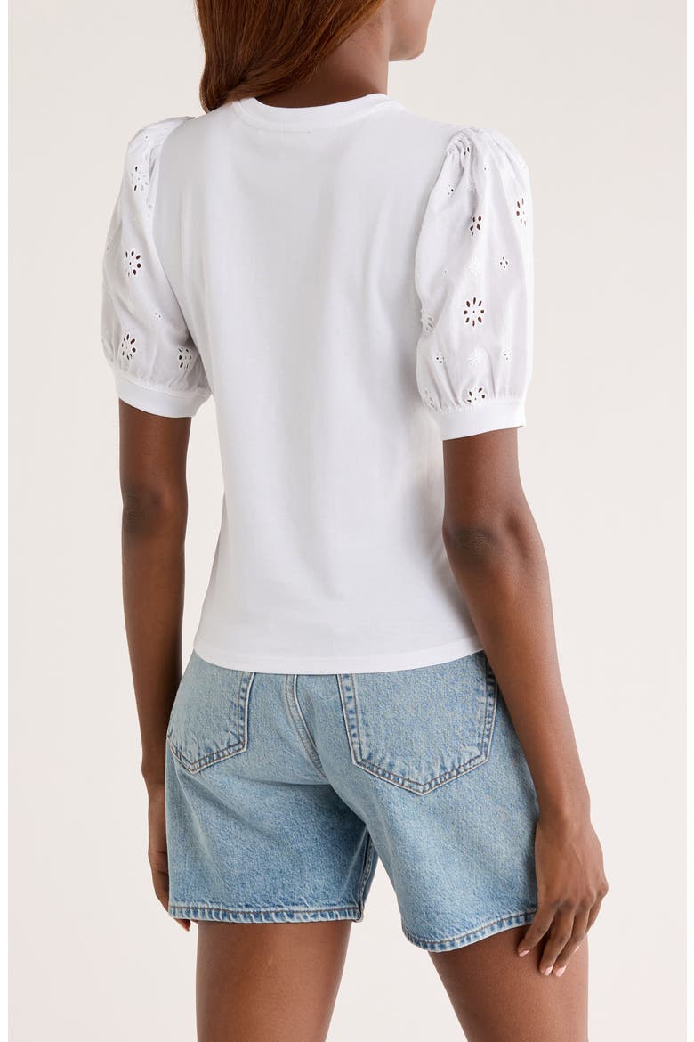 The Eyelet Sleeve Top, Alternate, color, WHITE