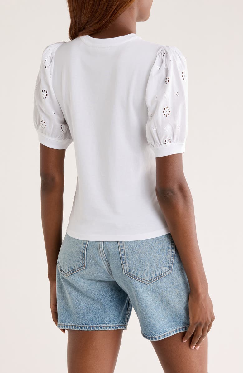 FRAME The Eyelet Sleeve Top, Alternate, color, White