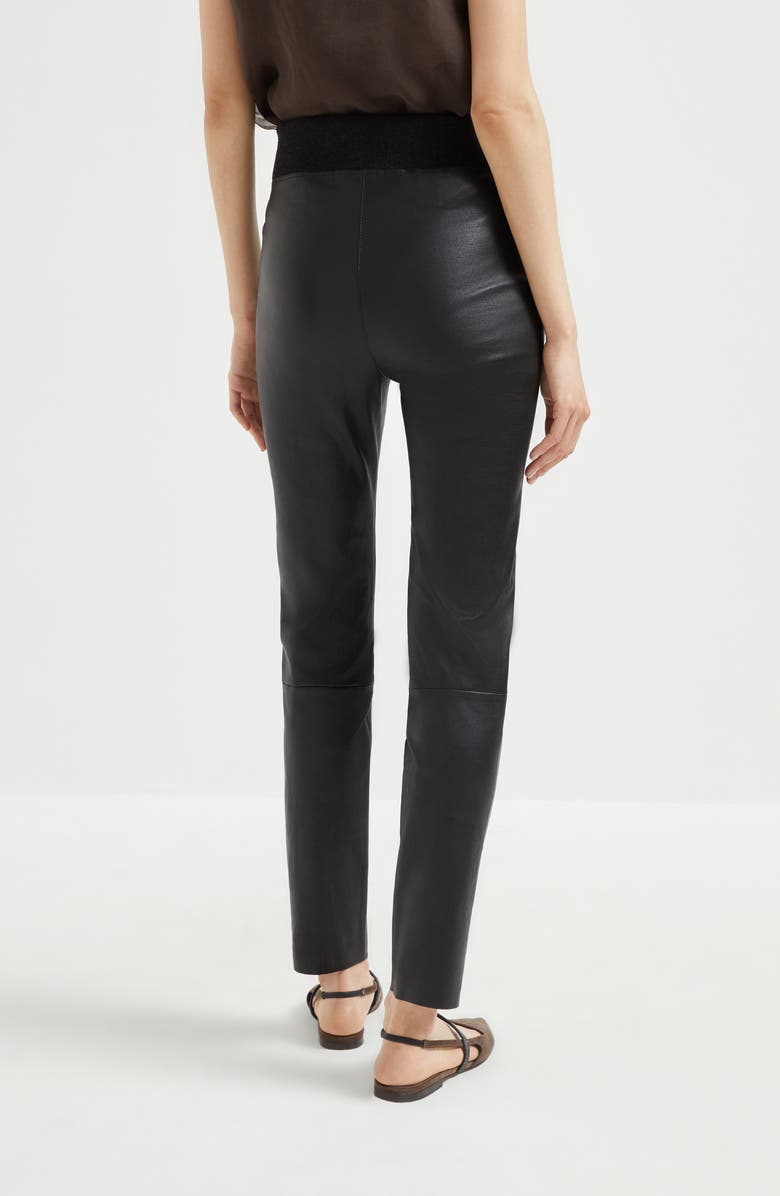 Brunello Cucinelli Stretch nappa leggings, Alternate, color, Black