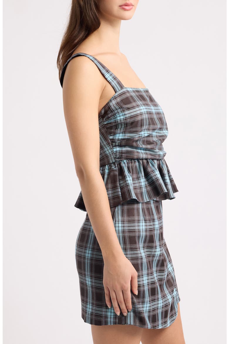 Alana Plaid Peplum Top, Alternate, color, CHOC / BLUE PLAID