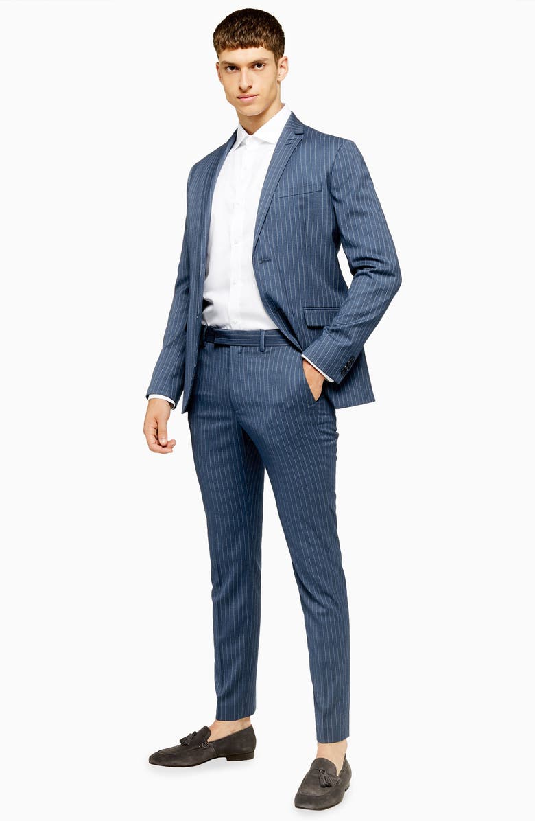 Topman Felix Pinstripe Super Skinny Suit Jacket, Alternate, color,