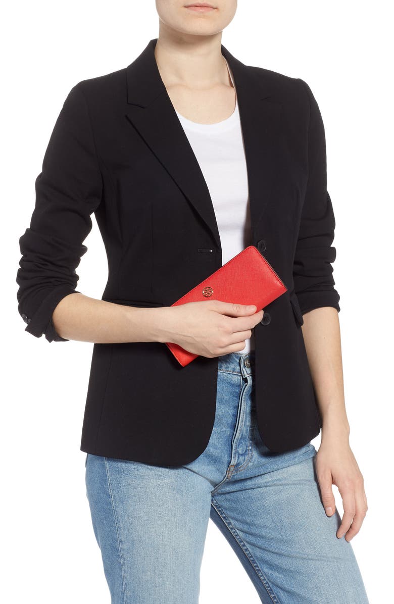 Tory Burch Robinson Saffiano Leather Continental Wallet, Alternate, color,