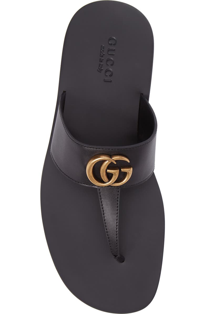 Gucci Marmont Double G Leather Thong Sandal, Alternate, color,