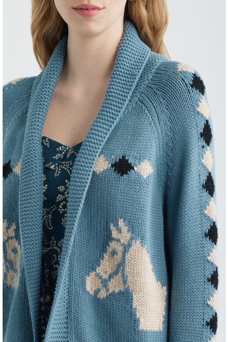 Stable Lodge Jacquard Cardigan, Alternate, color, BLUE BELL