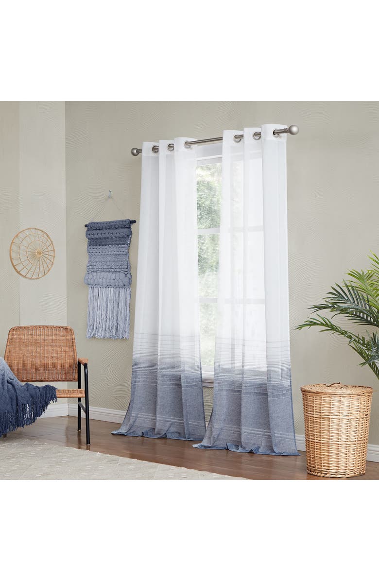DAINTY HOME Linea Set of 2 Ombré Sheer Panel Curtains, Main, color, 
