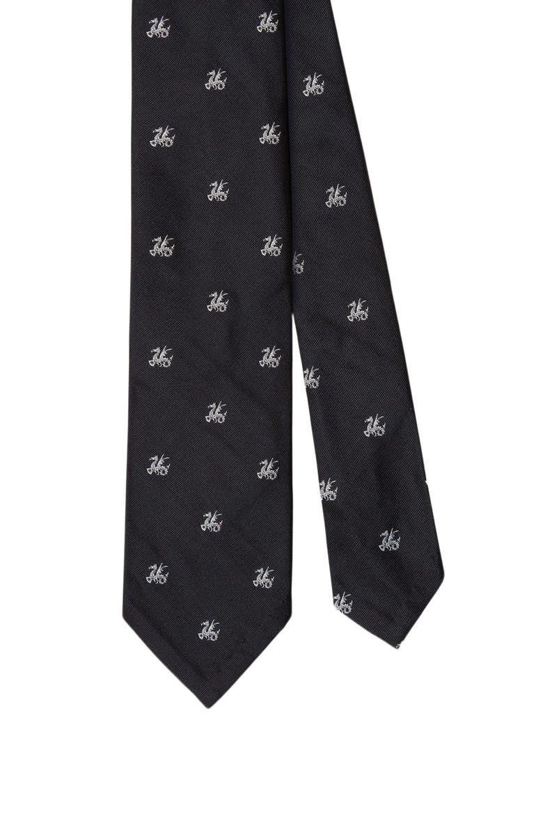 Newman 7 Fold Dragon Necktie, Main, color, Navy