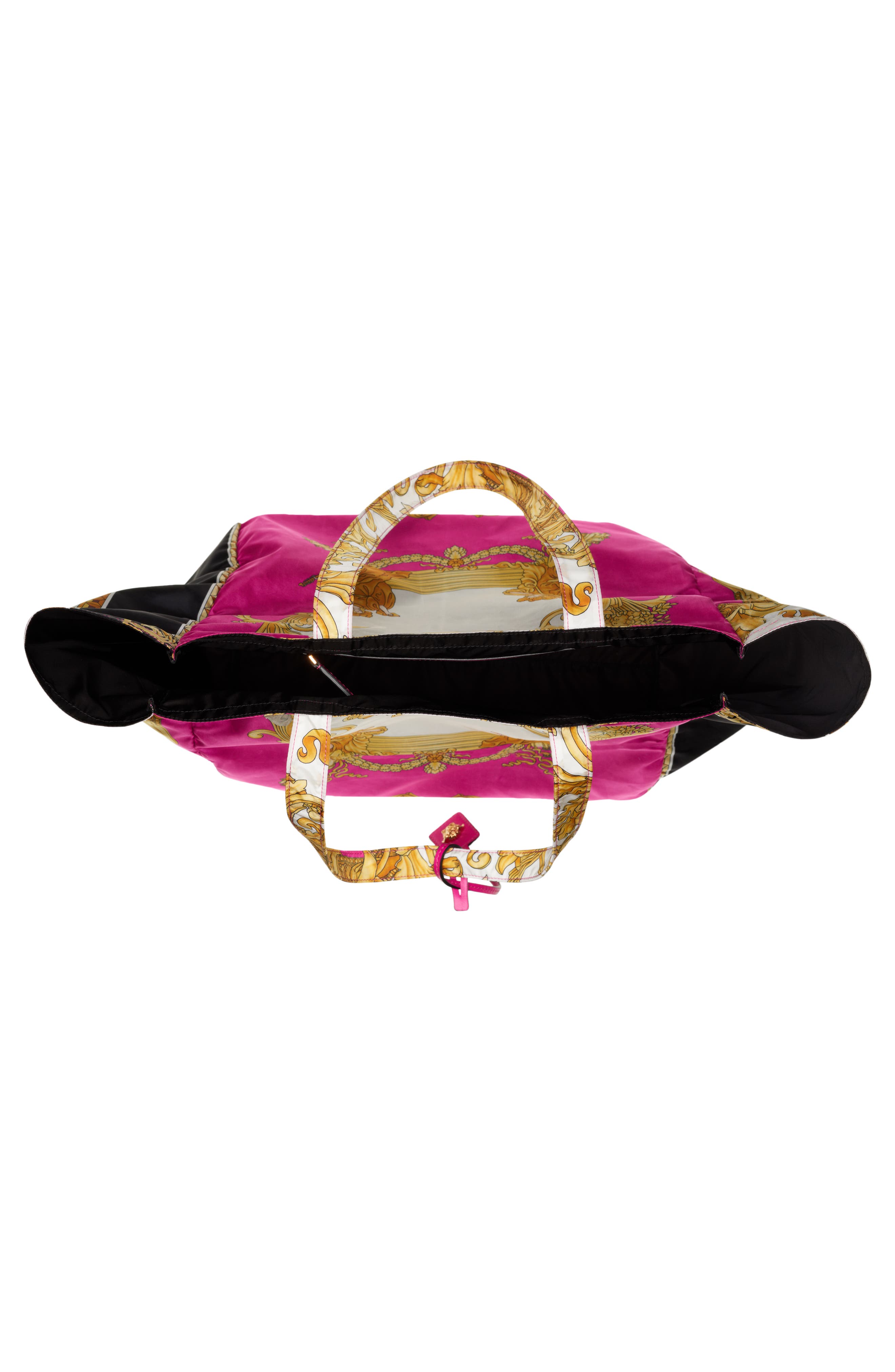 Barocco Renaissance Nylon Tote, Alternate, color, FUXIA MULTICOLOR VERSACE GOLD