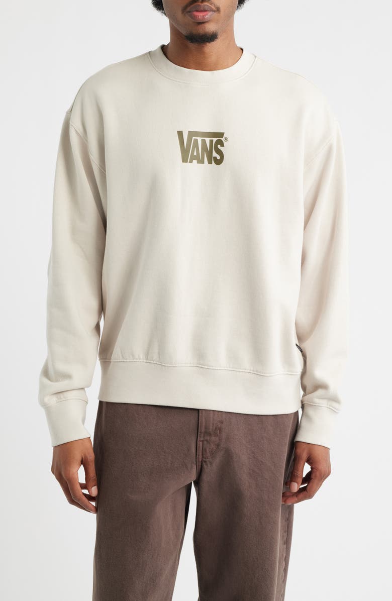 Vans Logo Cotton Graphic Crewneck Sweatshirt, Main, color, Oatmeal