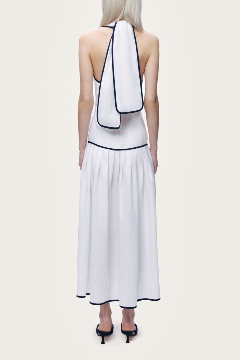 Binding Detail Halterneck Midi Dress, Alternate, color, Ivory
