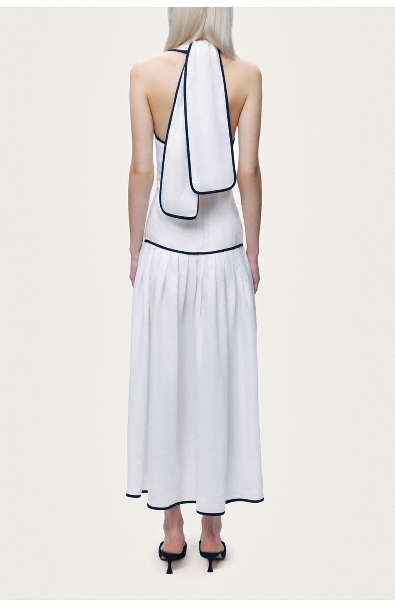 Nocturne Binding Detail Halterneck Midi Dress, Alternate, color, Ivory