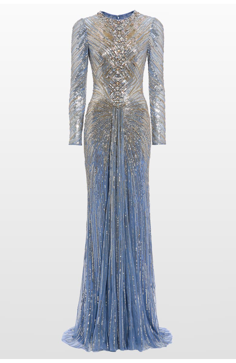 Jenny Packham Wiona Sequin-Embellished Gown, Main, color, Denim