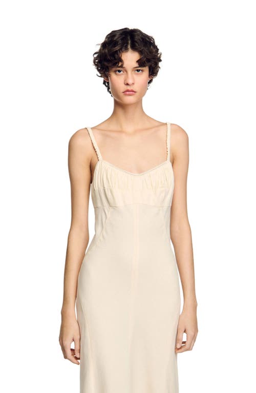 Sandro Maxi Dress With Straps In Ecru