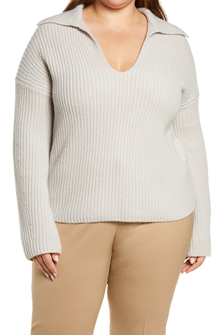 Collared Wool & Cashmere Sweater, Main, color, STERLING