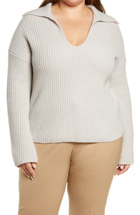 Collared Wool & Cashmere Sweater (Plus Size)