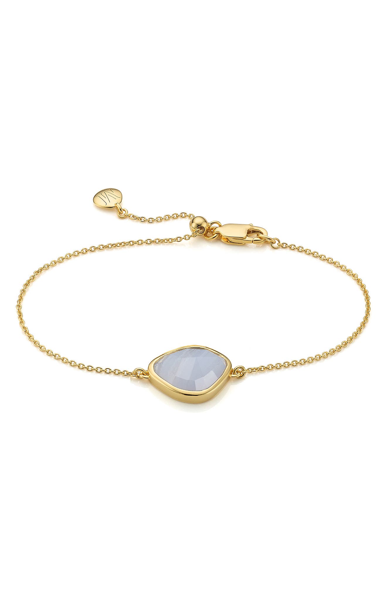 Monica Vinader 18K Gold Vermeil Siren Blue Lace Agate Nugget Bracelet