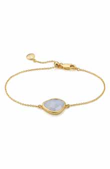 Monica Vinader 18K Gold Vermeil Siren Blue Lace Agate Nugget Bracelet