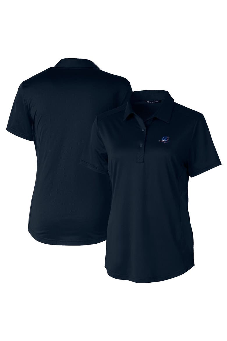 Women's Cutter & Buck Navy Miami Dolphins Americana Prospect Textured Stretch Polo, Main, color, Navy