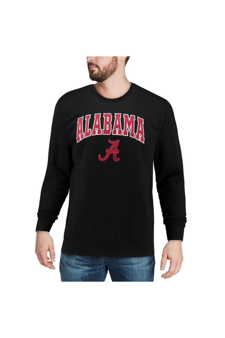 Men's Colosseum Black Alabama Crimson Tide Arch & Logo Crew Neck Sweatshirt, Alternate, color, Black